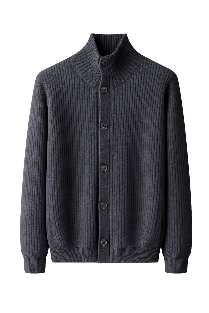 Stand-Collar Knit Cardigan
