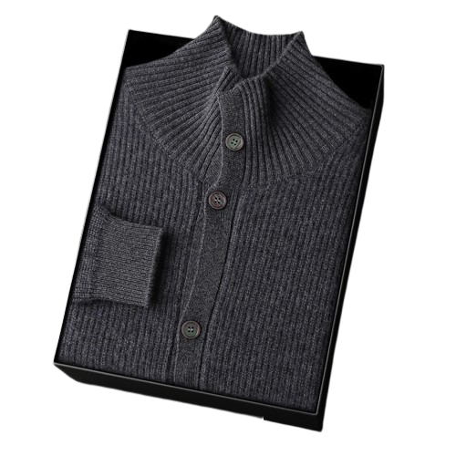 Stand-Collar Knit Cardigan