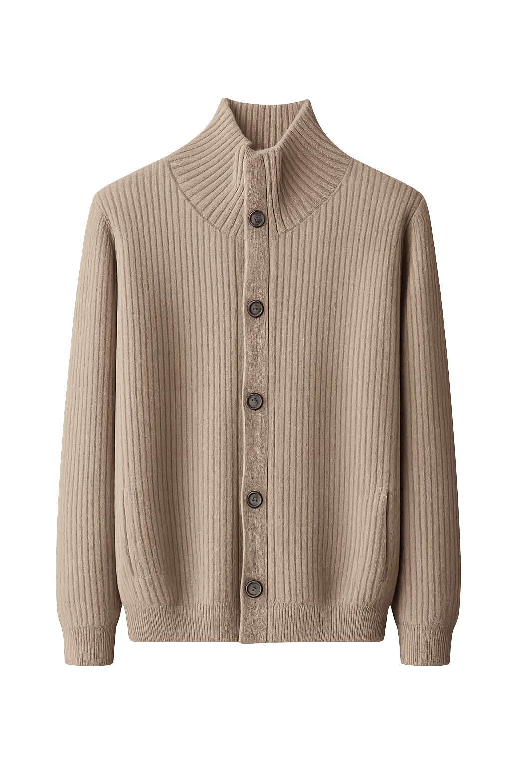 Stand-Collar Knit Cardigan