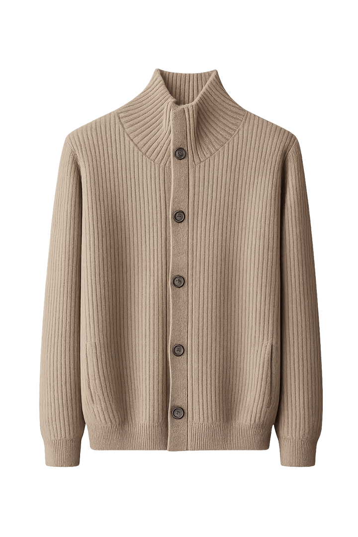 Stand-Collar Knit Cardigan