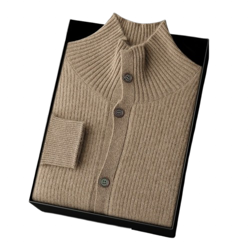 Stand-Collar Knit Cardigan