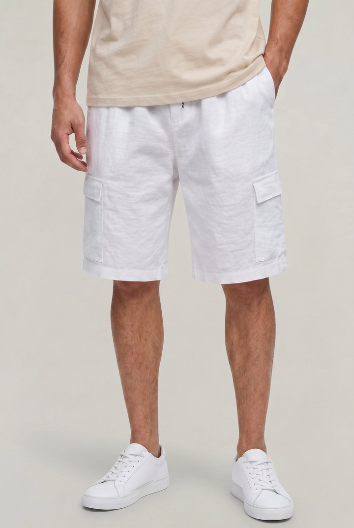 Men's Linen Cargo Shorts Drawstring Waist