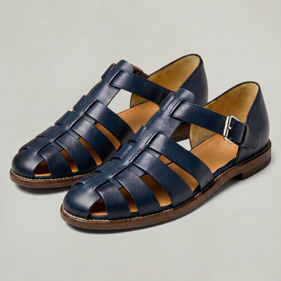 Men's Leather Closed Toe Fisherman Sandals