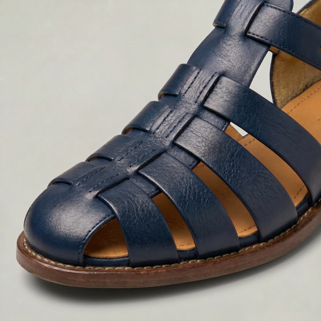 Men's Leather Closed Toe Fisherman Sandals