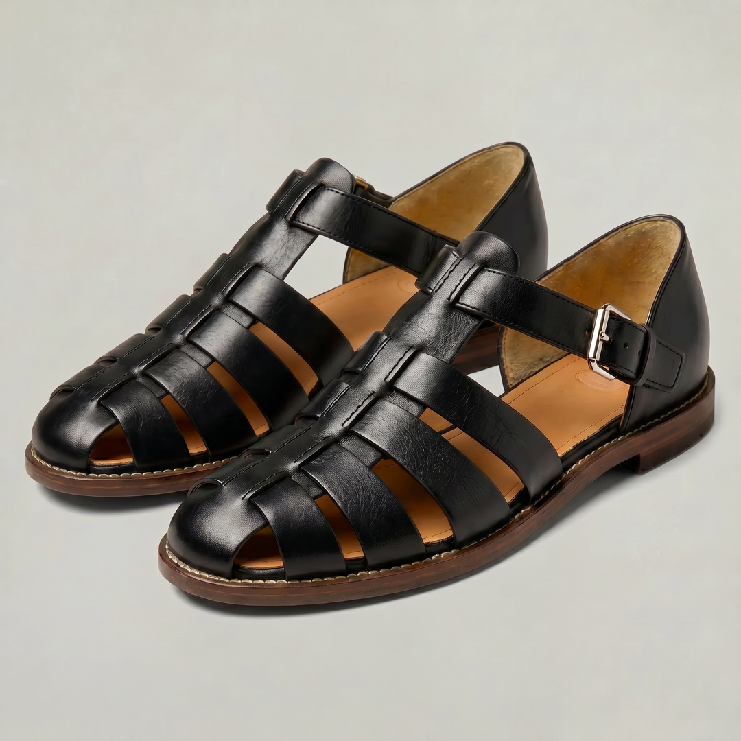 Men's Leather Closed Toe Fisherman Sandals