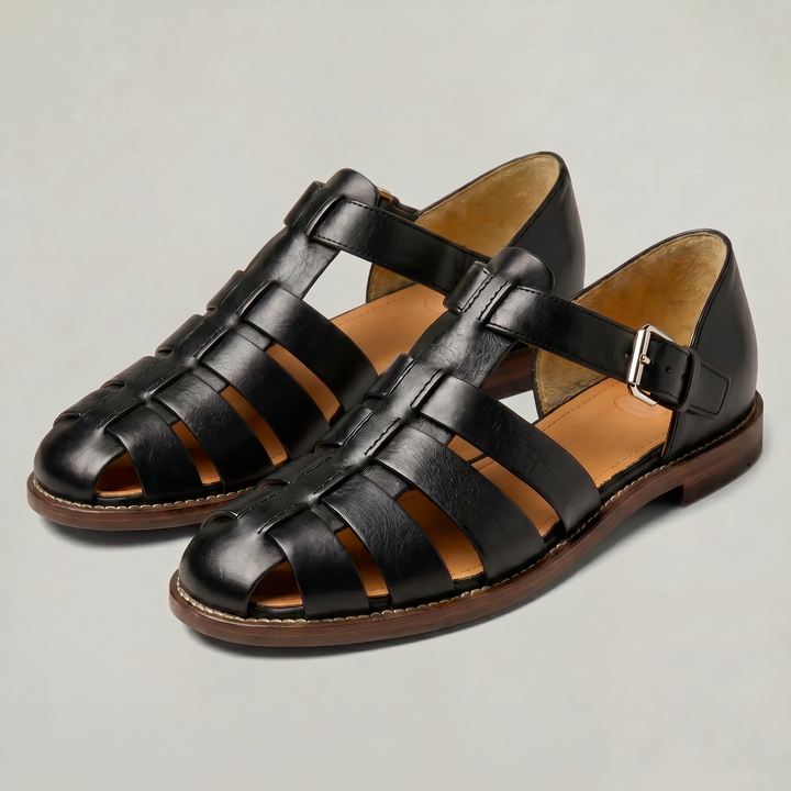 Men's Leather Closed Toe Fisherman Sandals