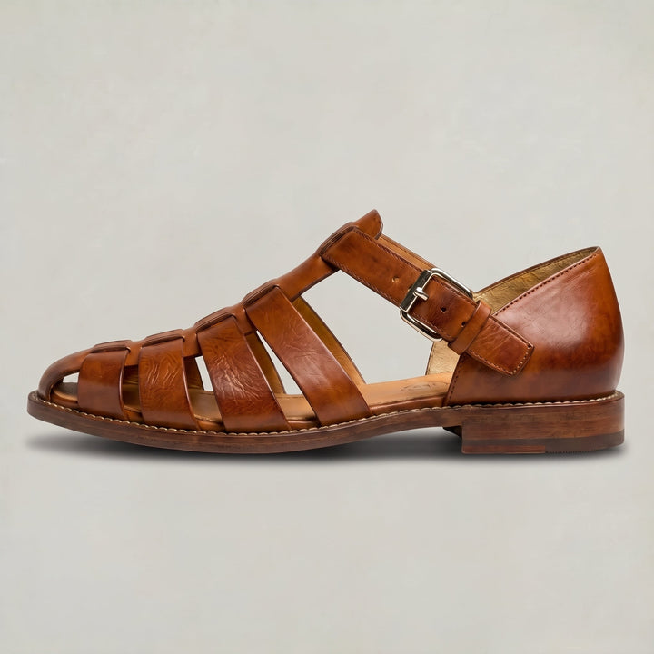 Men's Leather Closed Toe Fisherman Sandals