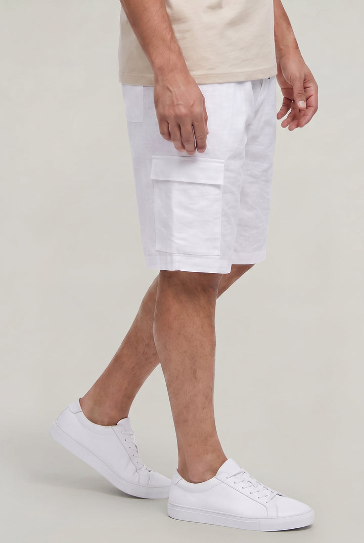 Men's Linen Cargo Shorts Drawstring Waist