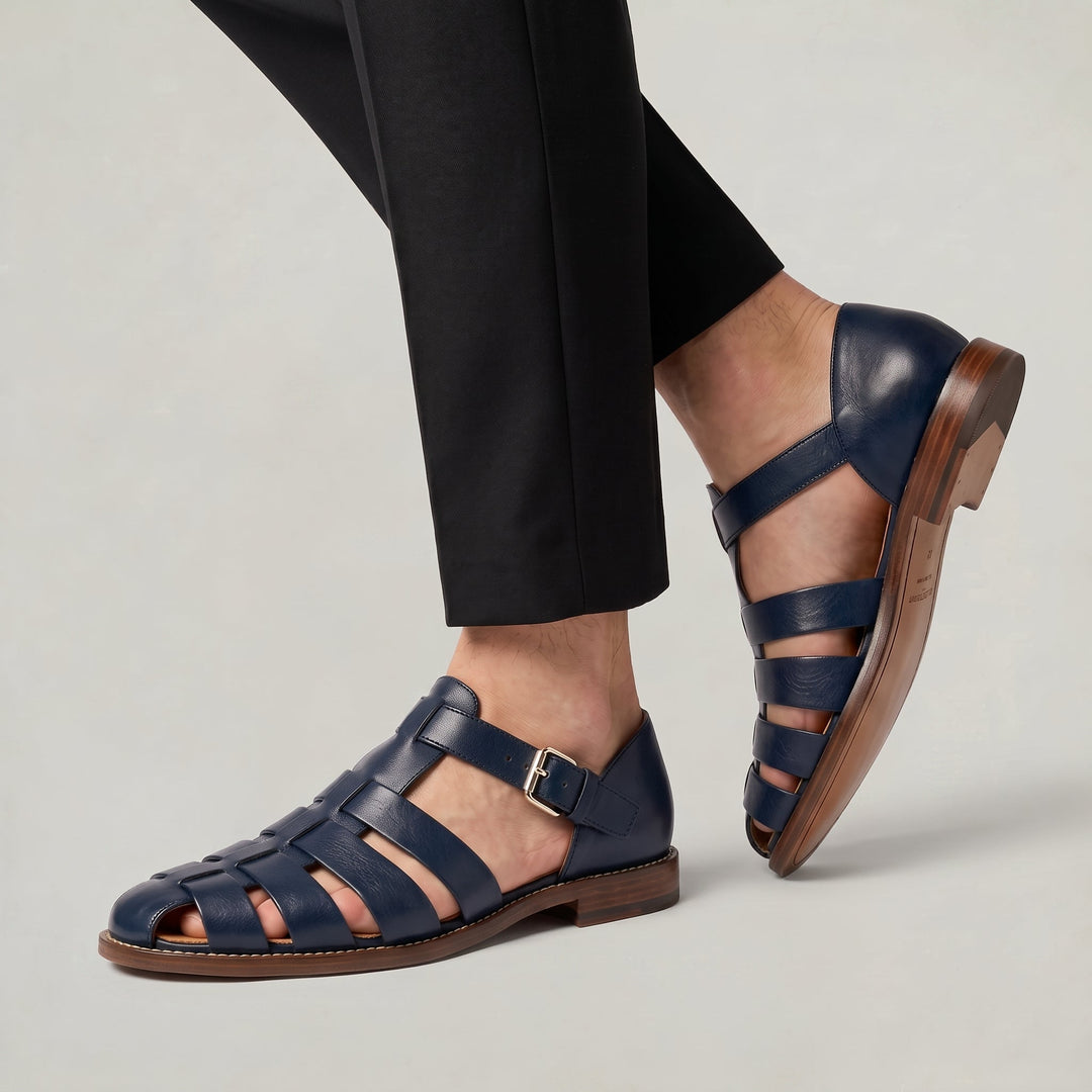 Men's Leather Closed Toe Fisherman Sandals