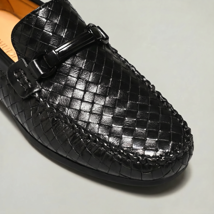 Men's Woven Leather Slip-On Driving Loafers