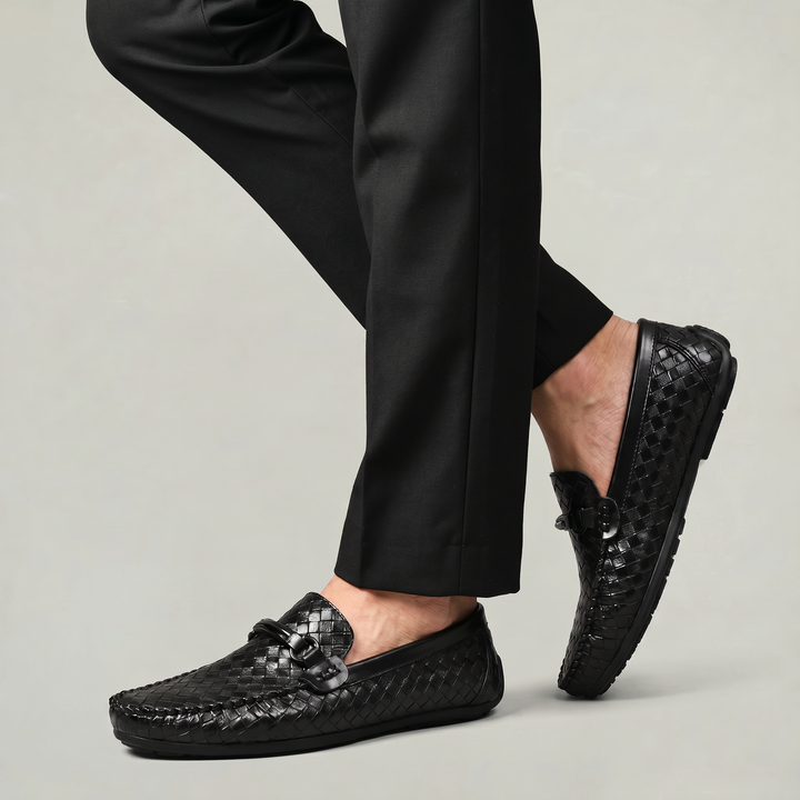 Men's Woven Leather Slip-On Driving Loafers
