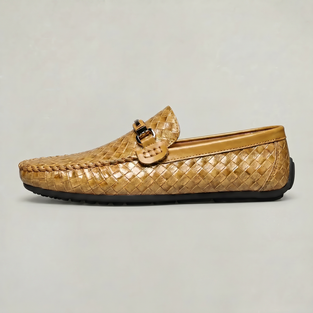 Men's Woven Leather Slip-On Driving Loafers