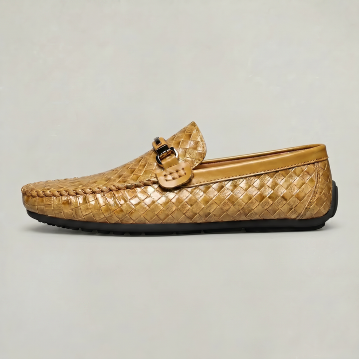 Men's Woven Leather Slip-On Driving Loafers