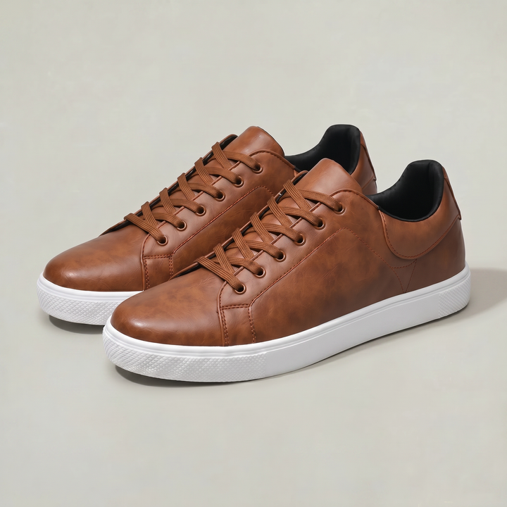Men's Leather Lace Up Low Top Sneakers