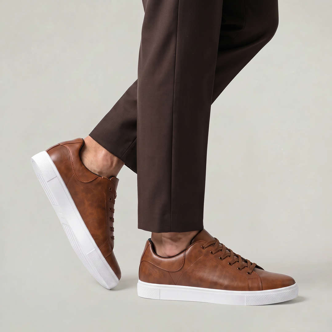 Men's Leather Lace Up Low Top Sneakers