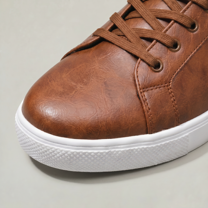 Men's Leather Lace Up Low Top Sneakers