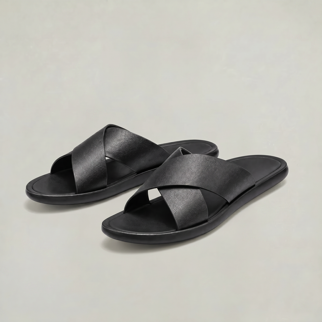 Men's Cross Strap Slide Sandals - Anti-Slip Home Slippers