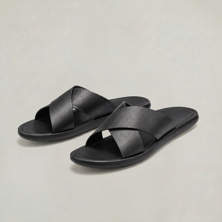 Men's Cross Strap Slide Sandals - Anti-Slip Home Slippers