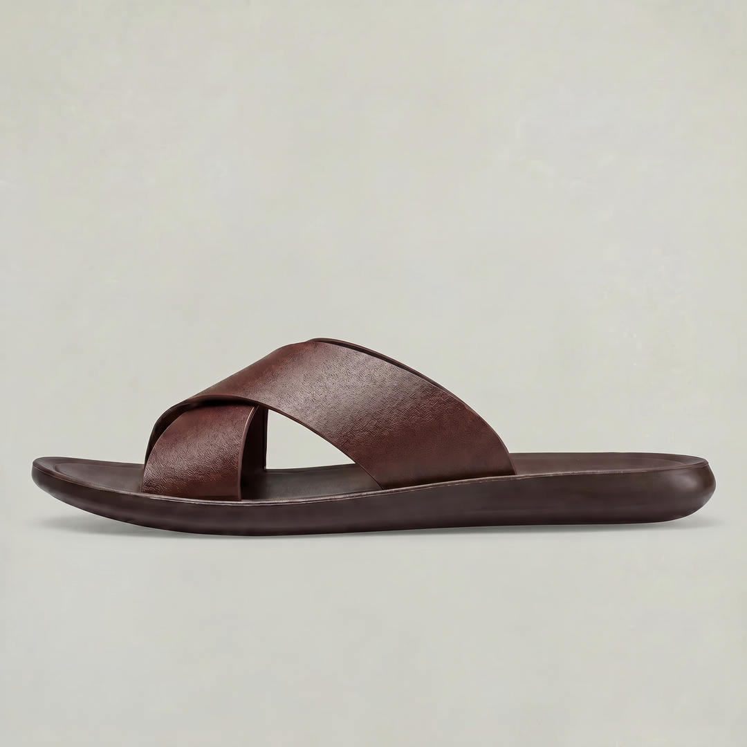 Men's Cross Strap Slide Sandals - Anti-Slip Home Slippers