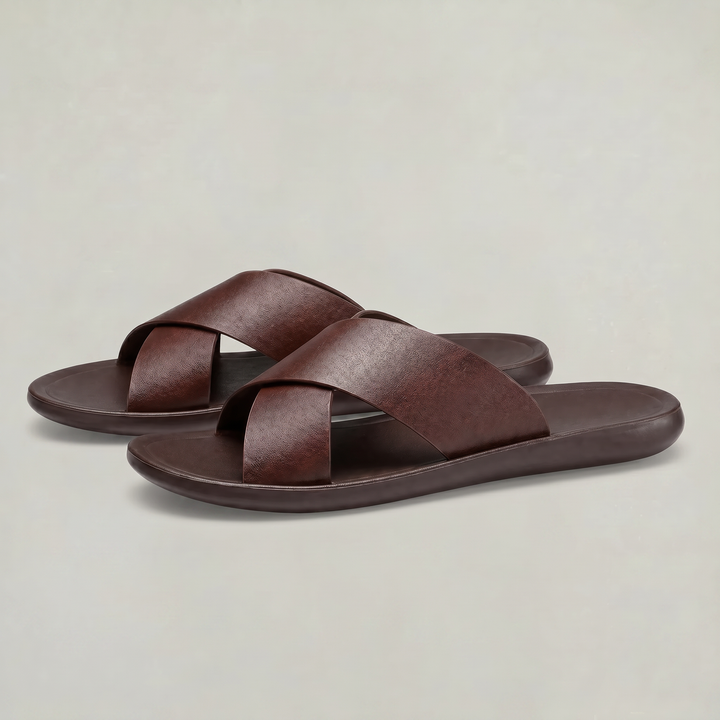 Men's Cross Strap Slide Sandals - Anti-Slip Home Slippers