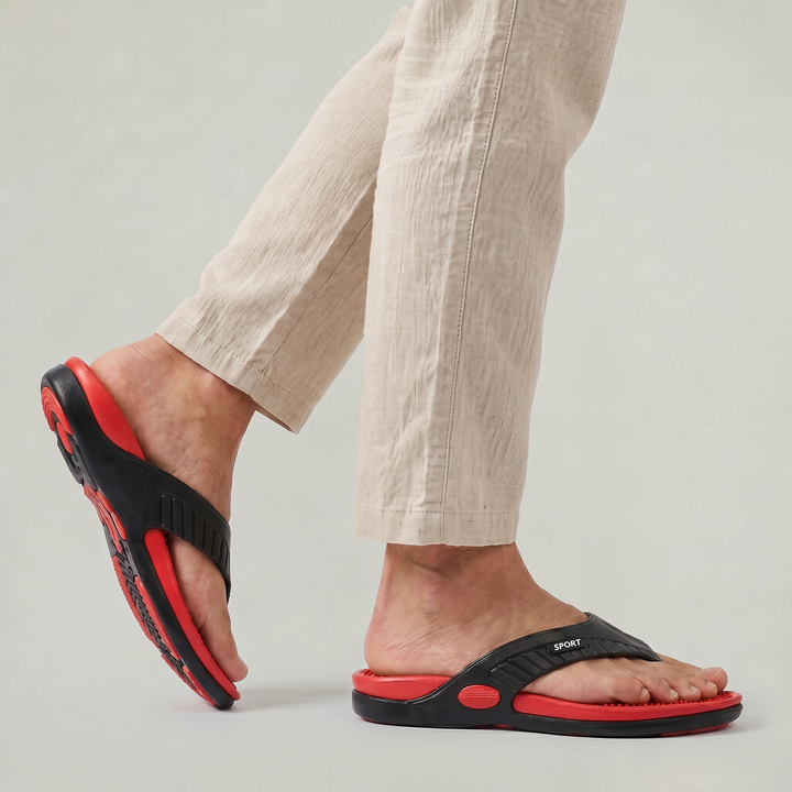 Men's Lightweight Beach Flip Flop Sandals With Textured Footbed