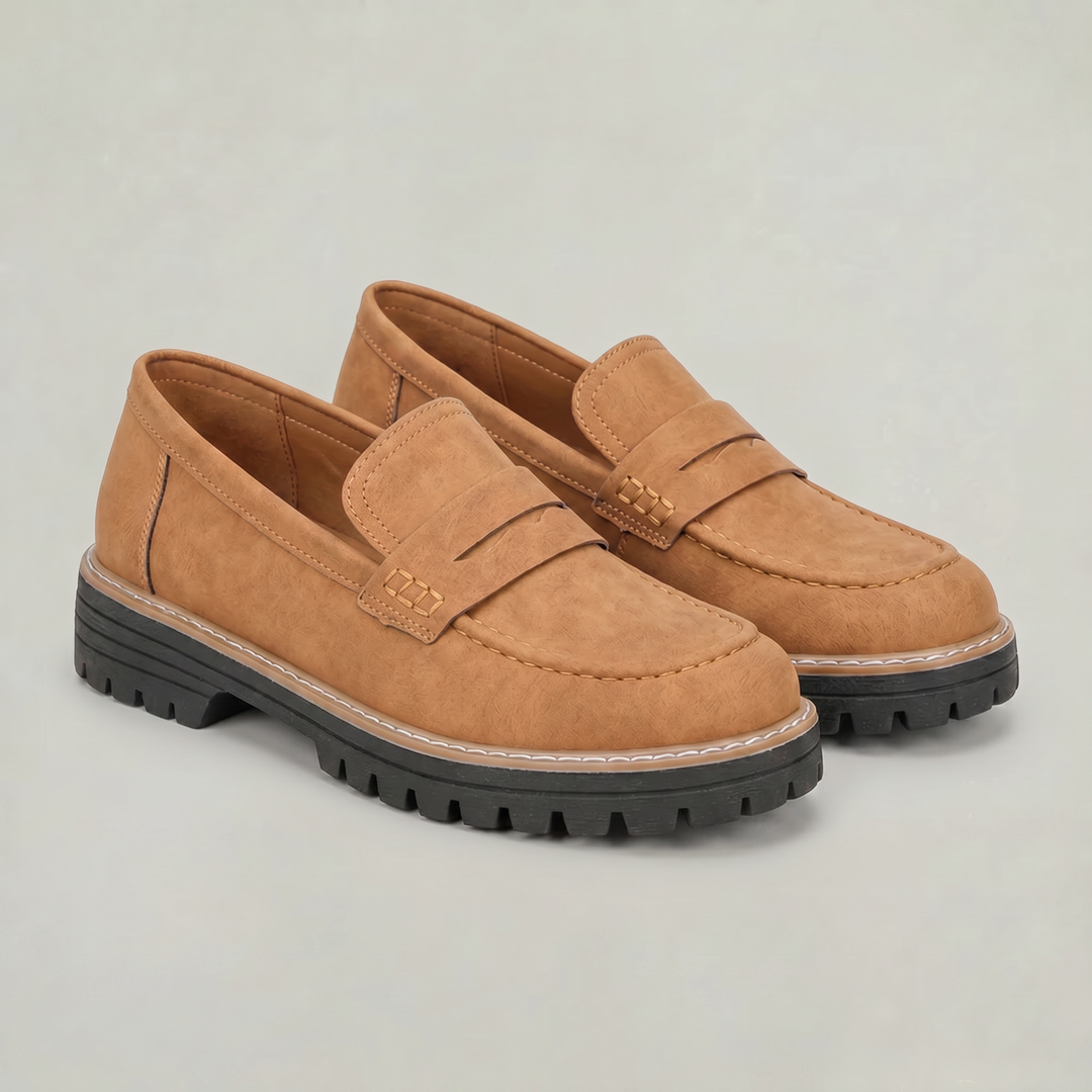 Women's Suede Platform Slip-On Penny Loafers