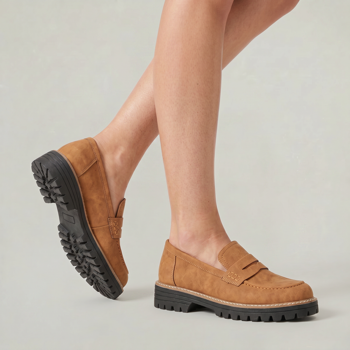 Women's Suede Platform Slip-On Penny Loafers