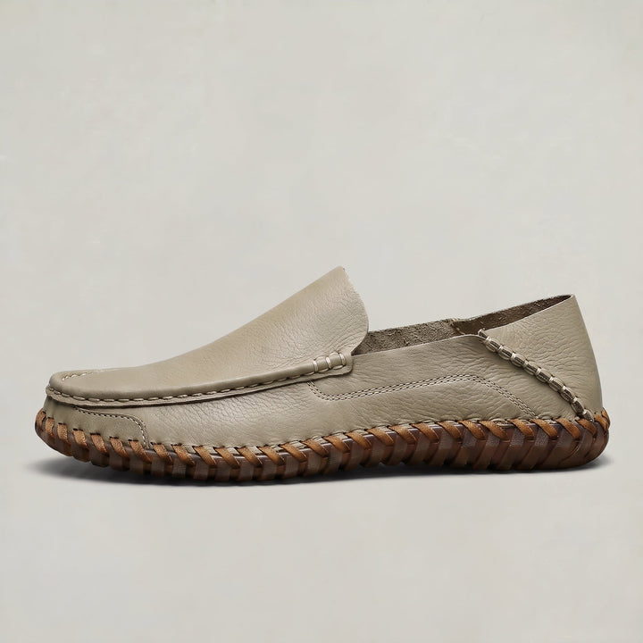 Men's Handstitched PU Leather Slip-On Loafers - Round Toe Smart Casual