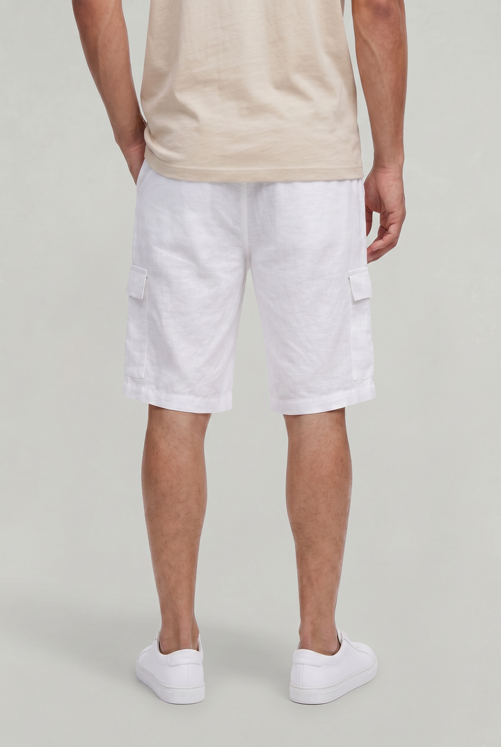 Men's Linen Cargo Shorts Drawstring Waist