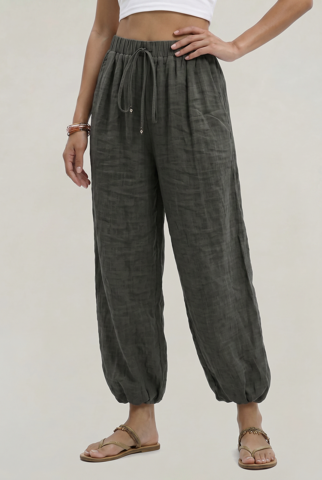Women's Wide Leg Linen Trousers