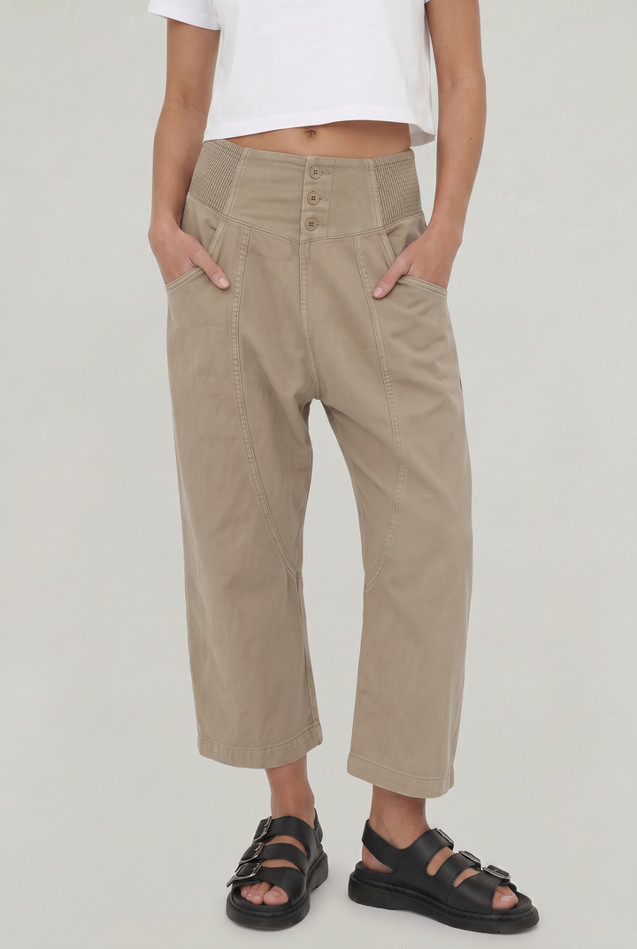Women's Cotton Linen Wide Leg Trousers