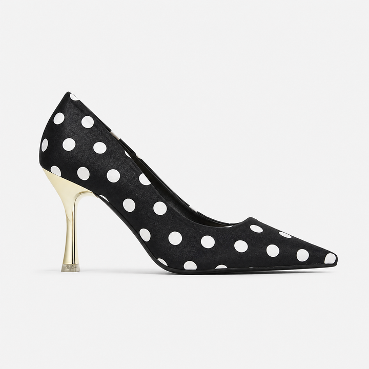 Women’s Polka Dot Pointed Toe Stiletto Heels – Formal Court Shoes for Weddings