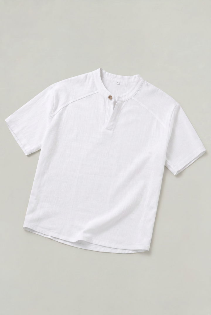 Men's Linen Short Sleeve Henley T-Shirt