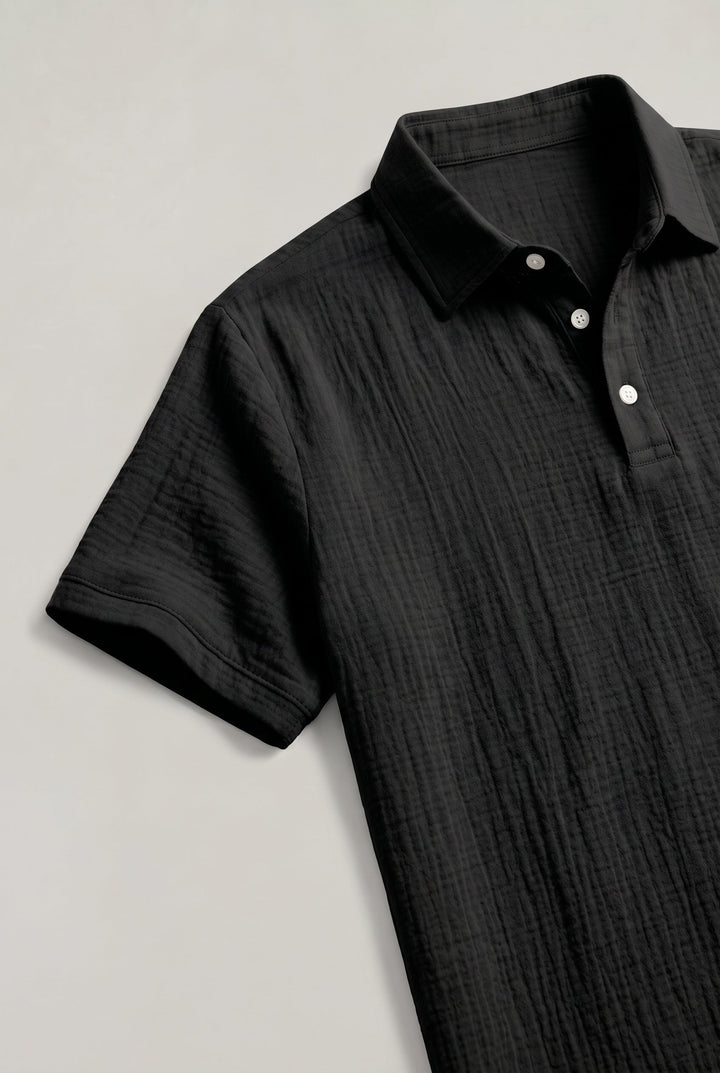 Men's Linen Short Sleeve Polo Shirt and Shorts Set