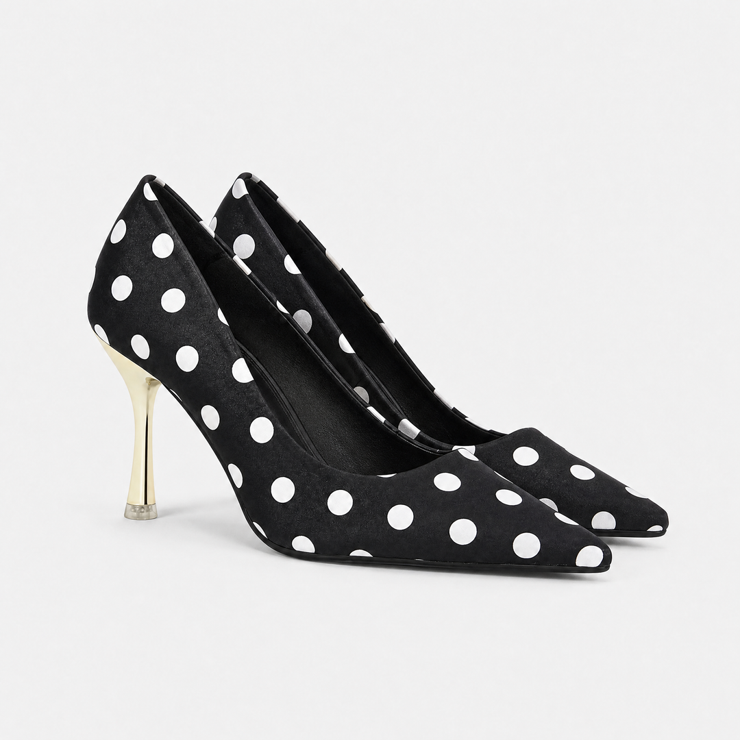 Women’s Polka Dot Pointed Toe Stiletto Heels – Formal Court Shoes for Weddings