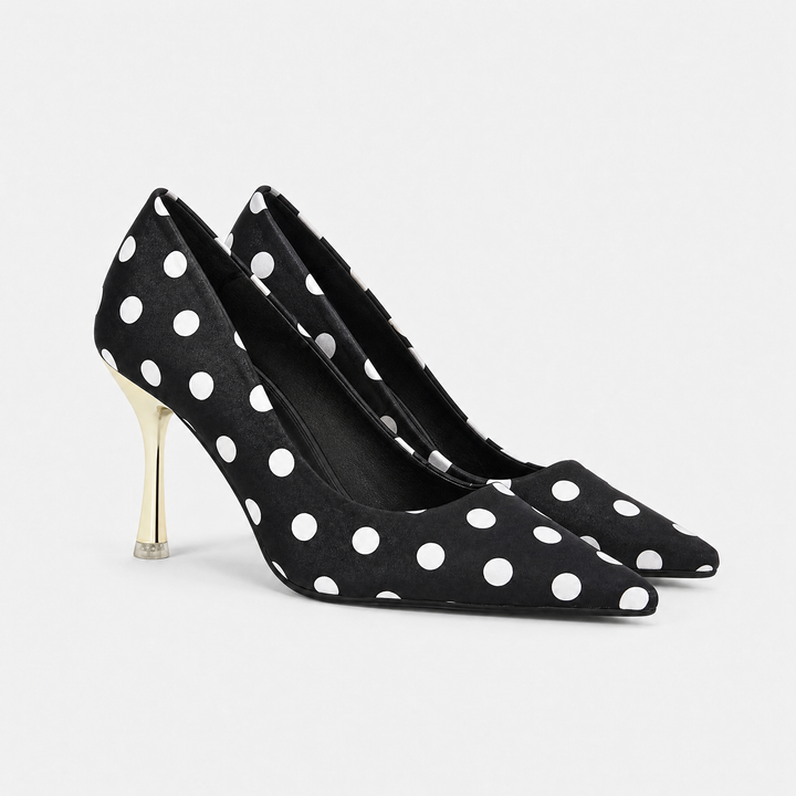 Women’s Polka Dot Pointed Toe Stiletto Heels – Formal Court Shoes for Weddings