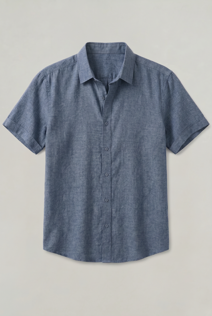 Men's Cotton-Linen Short Sleeve Shirt