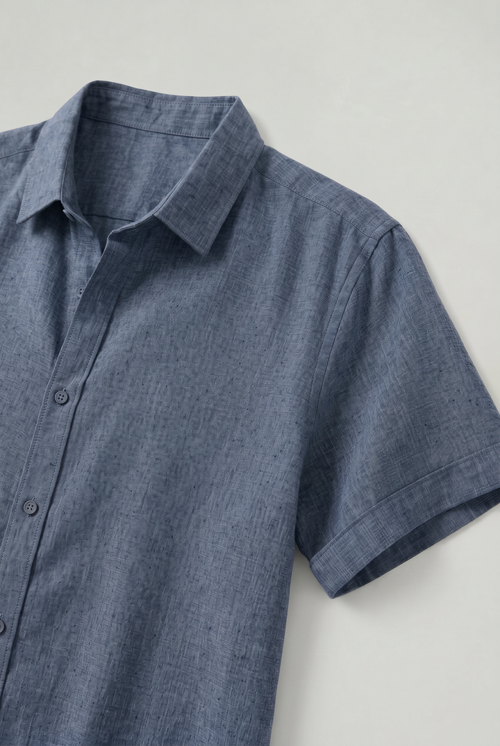 Men's Cotton-Linen Short Sleeve Shirt
