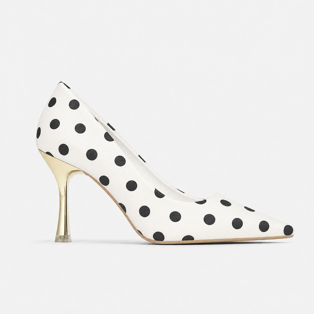 Women’s Polka Dot Pointed Toe Stiletto Heels – Formal Court Shoes for Weddings