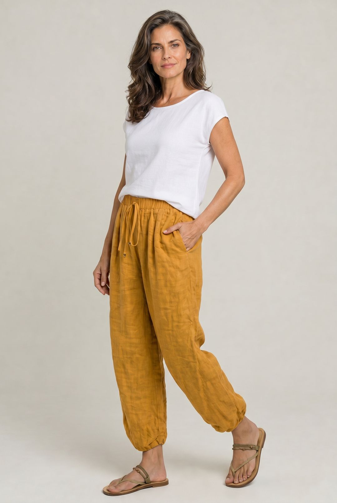 Women's Wide Leg Linen Trousers