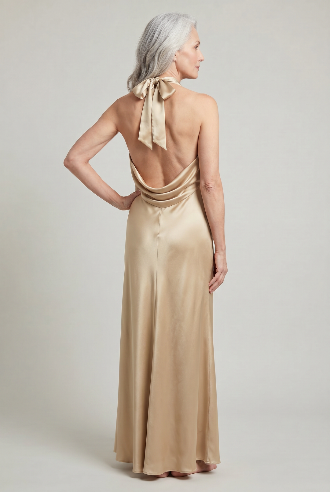 Women’s Halter Neck Satin Maxi Dress