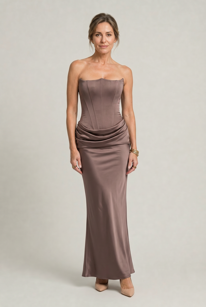 Women's Corset Strapless Maxi Dress