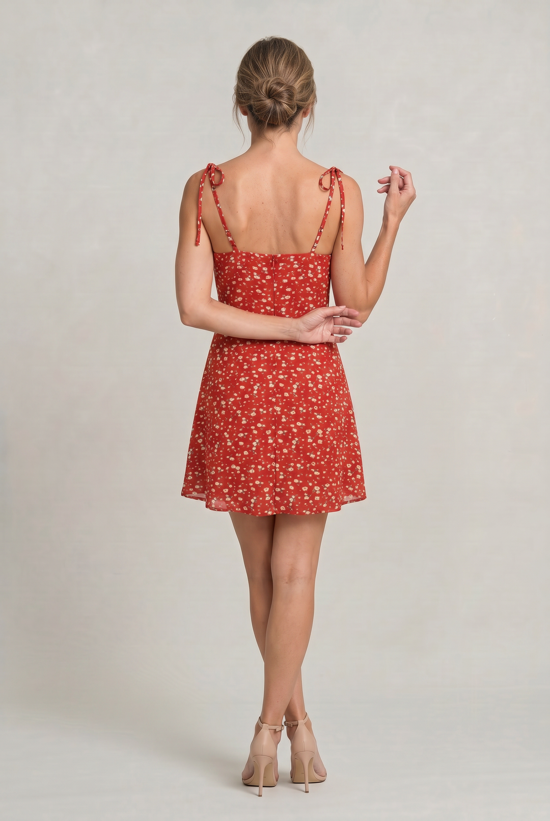 Women's Floral Print Tie Strap Mini Dress