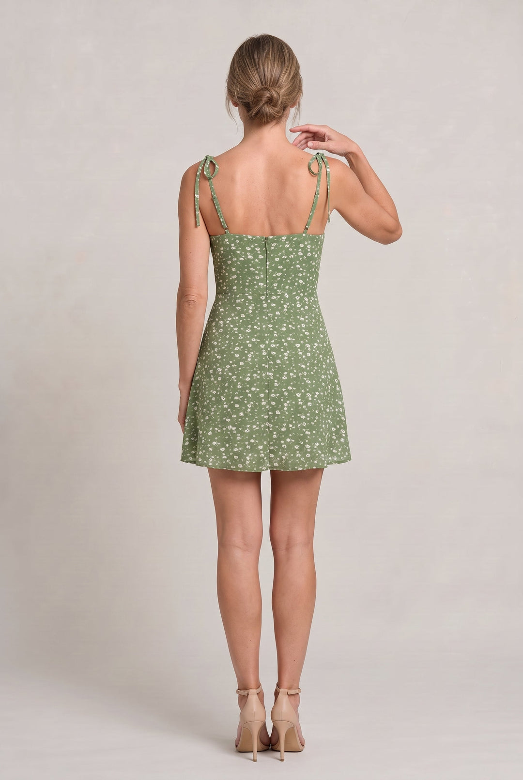 Women's Floral Print Tie Strap Mini Dress