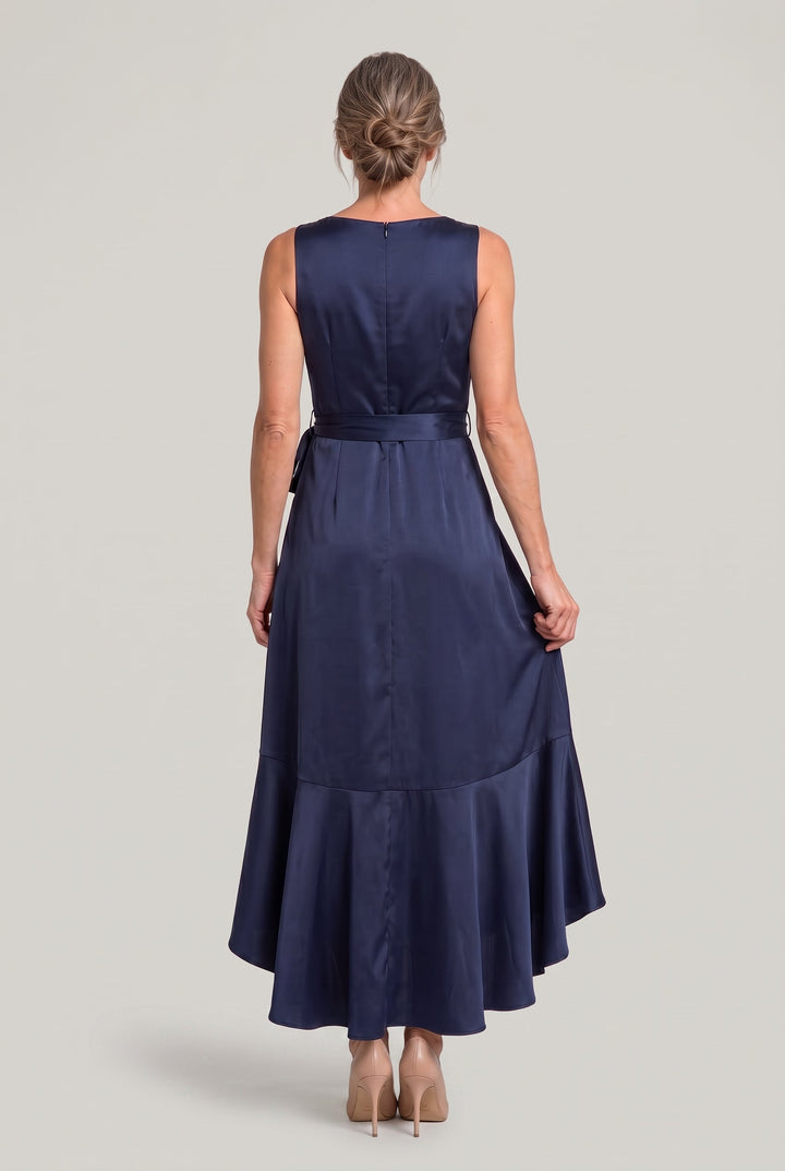 Women's Elegant Sleeveless Wrap Midi Dress