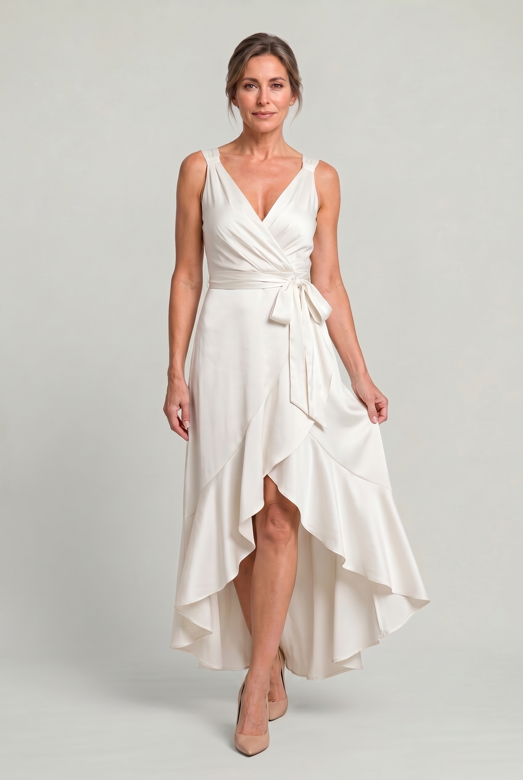 Women's Elegant Sleeveless Wrap Midi Dress