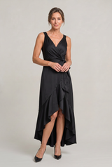 Women's Elegant Sleeveless Wrap Midi Dress