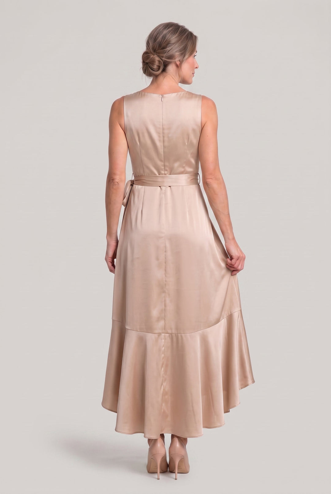 Women's Elegant Sleeveless Wrap Midi Dress