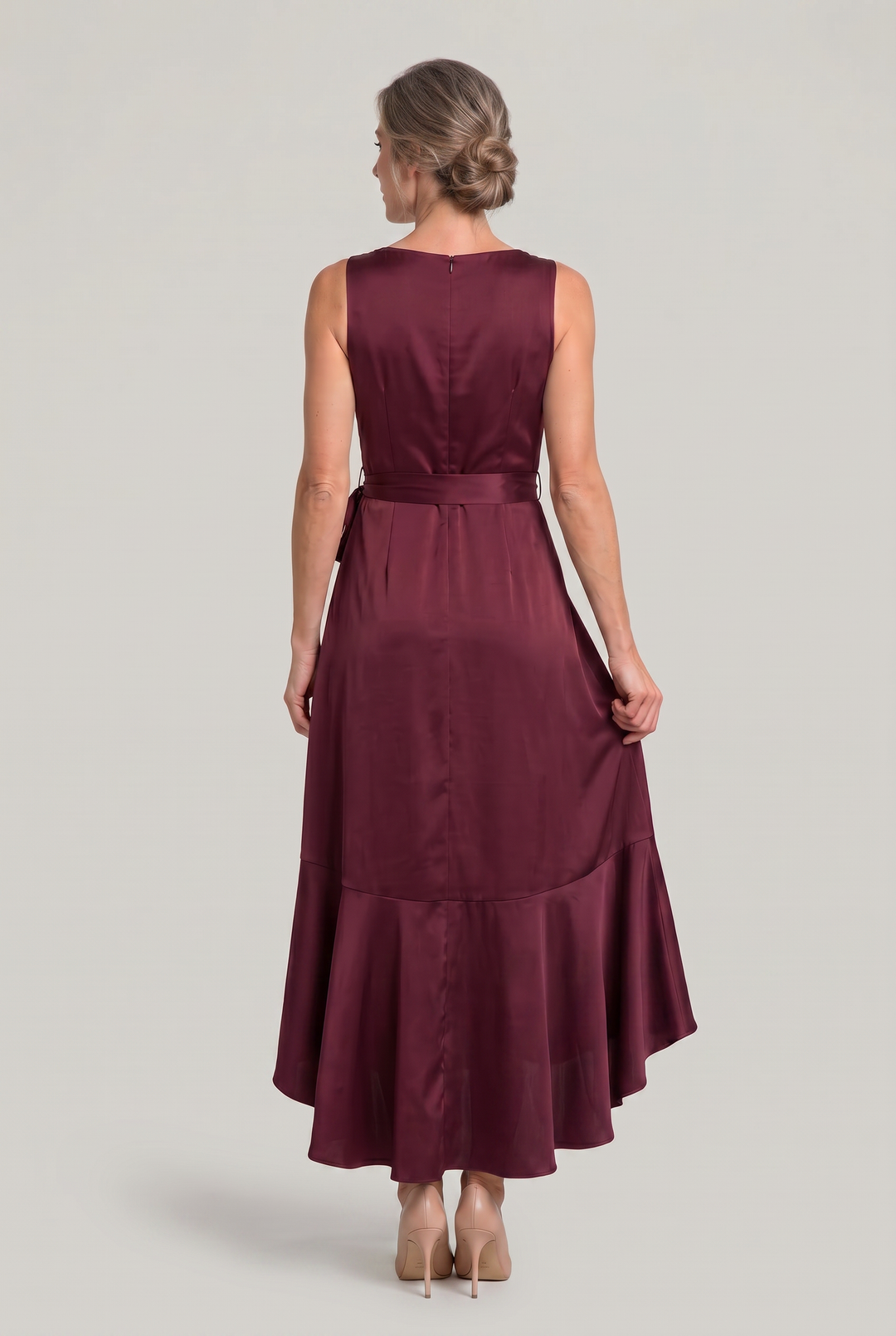 Women's Elegant Sleeveless Wrap Midi Dress