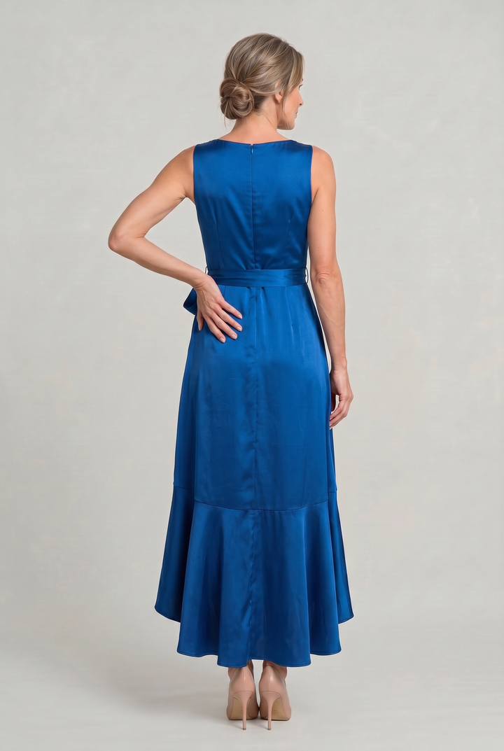 Women's Elegant Sleeveless Wrap Midi Dress